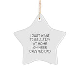 Chinese Crested Dog Dad Gifts, Funny Star Ornament for Christmas, 'I Just Want To Be A Stay At Home Chinese Crested Dad', Gifts from Men to Family - Image 1